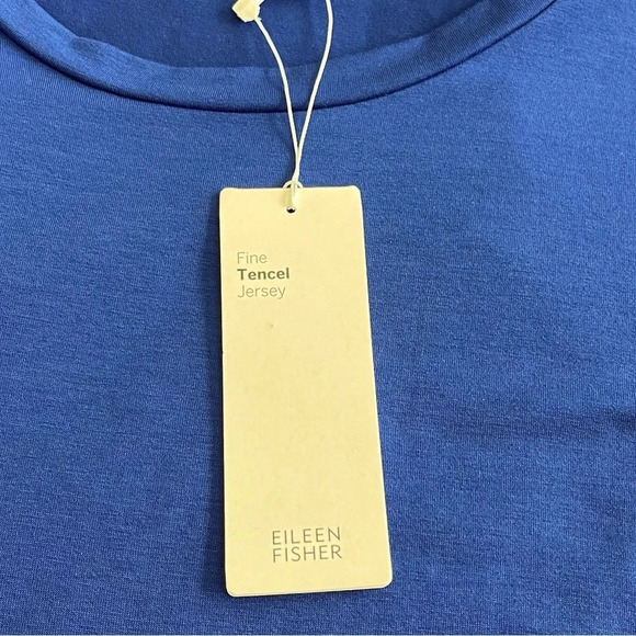 Eileen Fisher Fine Tencel Jersey Round Neck Elbow Sleeve Tunic - Picture 4 of 6